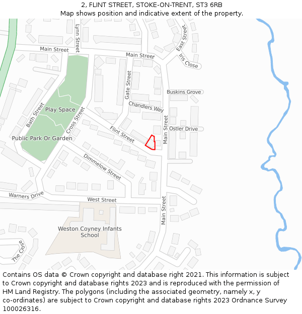 2, FLINT STREET, STOKE-ON-TRENT, ST3 6RB: Location map and indicative extent of plot