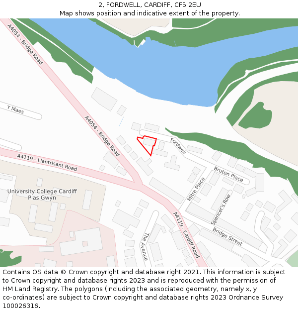 2, FORDWELL, CARDIFF, CF5 2EU: Location map and indicative extent of plot