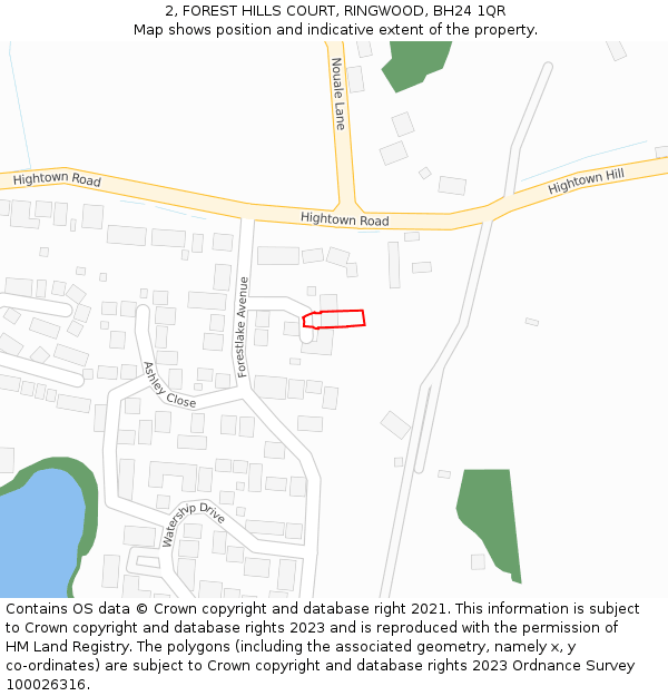 2, FOREST HILLS COURT, RINGWOOD, BH24 1QR: Location map and indicative extent of plot