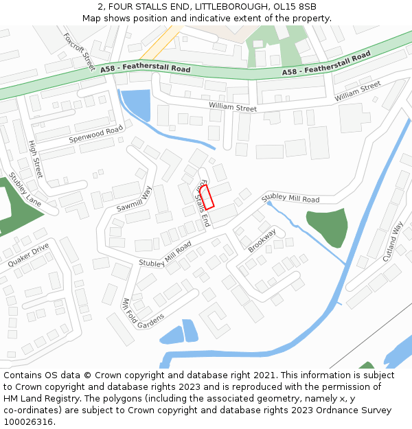 2, FOUR STALLS END, LITTLEBOROUGH, OL15 8SB: Location map and indicative extent of plot