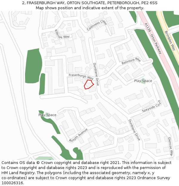 2, FRASERBURGH WAY, ORTON SOUTHGATE, PETERBOROUGH, PE2 6SS: Location map and indicative extent of plot