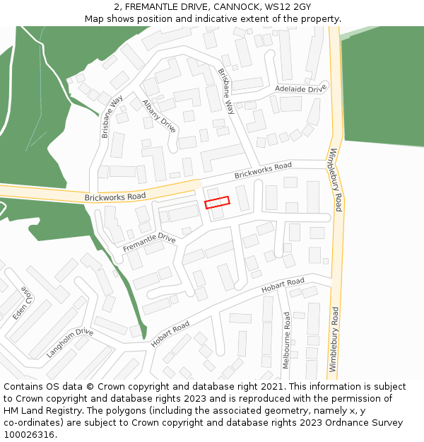 2, FREMANTLE DRIVE, CANNOCK, WS12 2GY: Location map and indicative extent of plot
