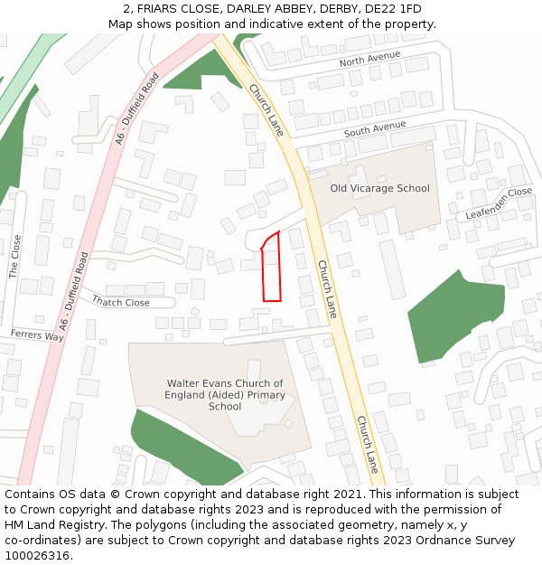 2, FRIARS CLOSE, DARLEY ABBEY, DERBY, DE22 1FD: Location map and indicative extent of plot