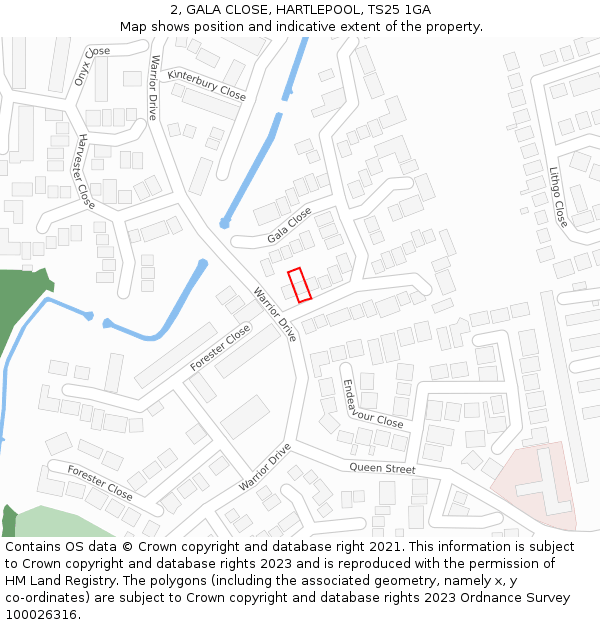 2, GALA CLOSE, HARTLEPOOL, TS25 1GA: Location map and indicative extent of plot