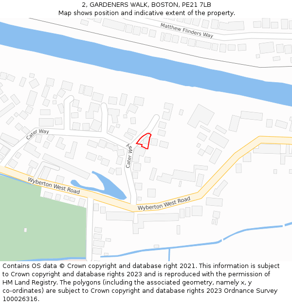 2, GARDENERS WALK, BOSTON, PE21 7LB: Location map and indicative extent of plot