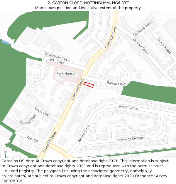 2, GARTON CLOSE, NOTTINGHAM, NG6 8RZ: Location map and indicative extent of plot