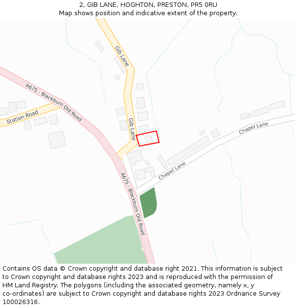 2, GIB LANE, HOGHTON, PRESTON, PR5 0RU: Location map and indicative extent of plot
