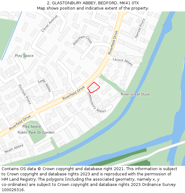 2, GLASTONBURY ABBEY, BEDFORD, MK41 0TX: Location map and indicative extent of plot