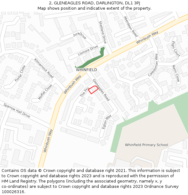 2, GLENEAGLES ROAD, DARLINGTON, DL1 3PJ: Location map and indicative extent of plot