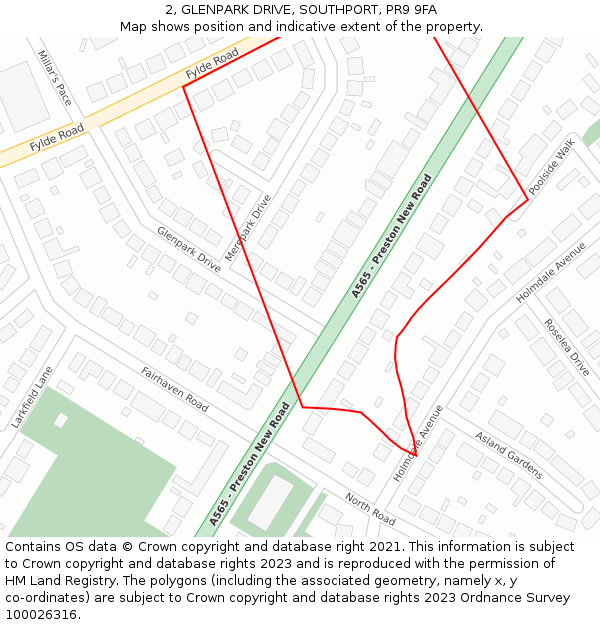 2, GLENPARK DRIVE, SOUTHPORT, PR9 9FA: Location map and indicative extent of plot