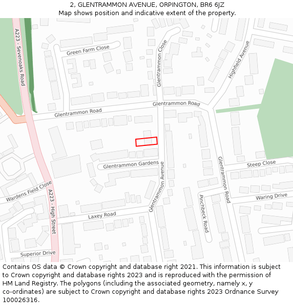 2, GLENTRAMMON AVENUE, ORPINGTON, BR6 6JZ: Location map and indicative extent of plot