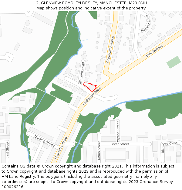 2, GLENVIEW ROAD, TYLDESLEY, MANCHESTER, M29 8NH: Location map and indicative extent of plot