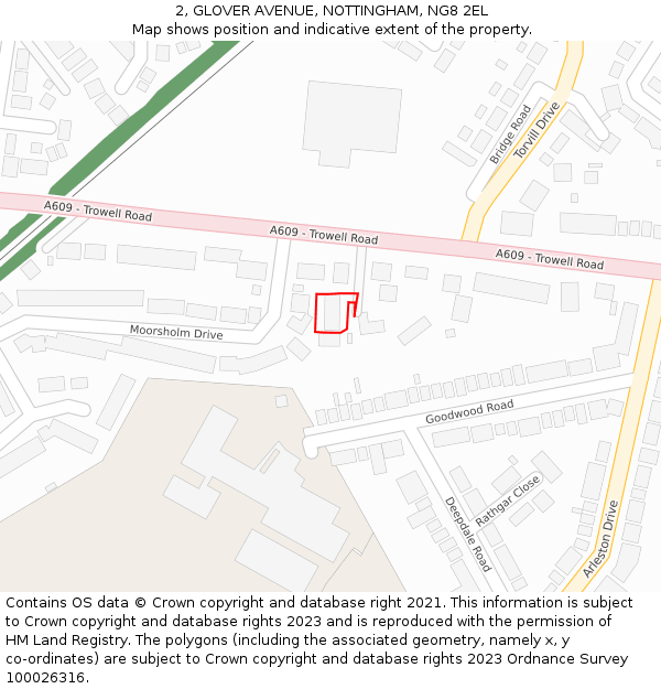 2, GLOVER AVENUE, NOTTINGHAM, NG8 2EL: Location map and indicative extent of plot