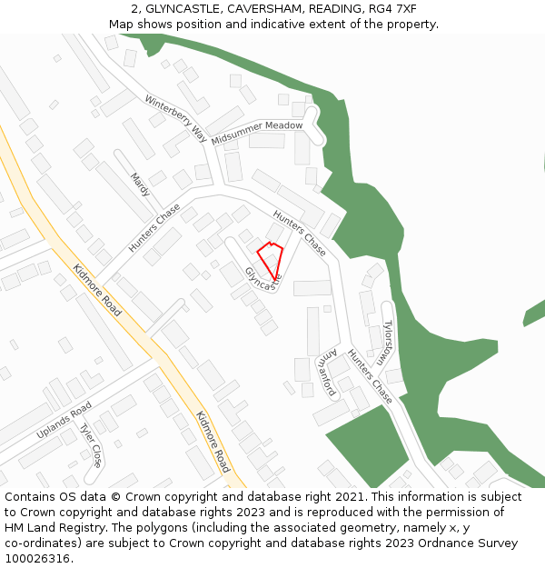 2, GLYNCASTLE, CAVERSHAM, READING, RG4 7XF: Location map and indicative extent of plot
