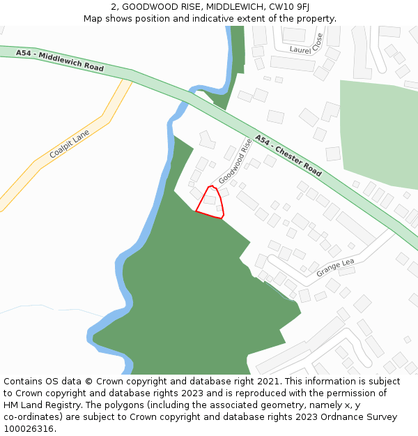 2, GOODWOOD RISE, MIDDLEWICH, CW10 9FJ: Location map and indicative extent of plot