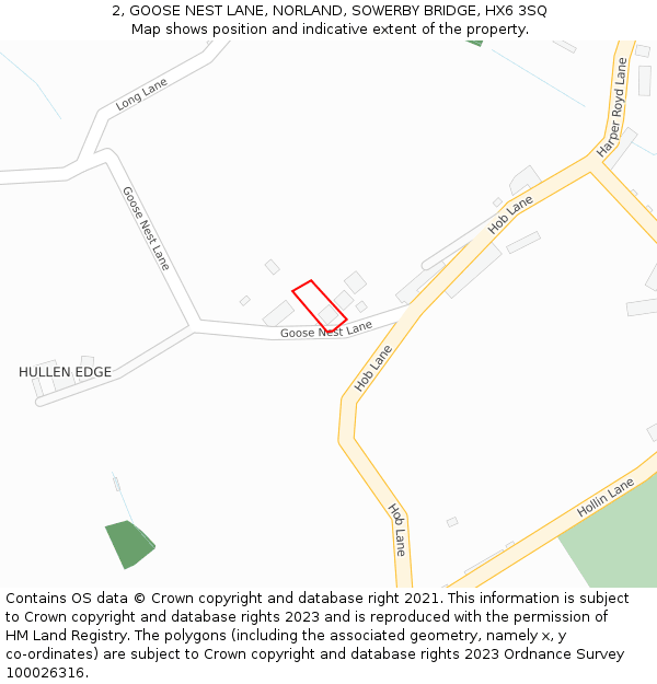 2, GOOSE NEST LANE, NORLAND, SOWERBY BRIDGE, HX6 3SQ: Location map and indicative extent of plot