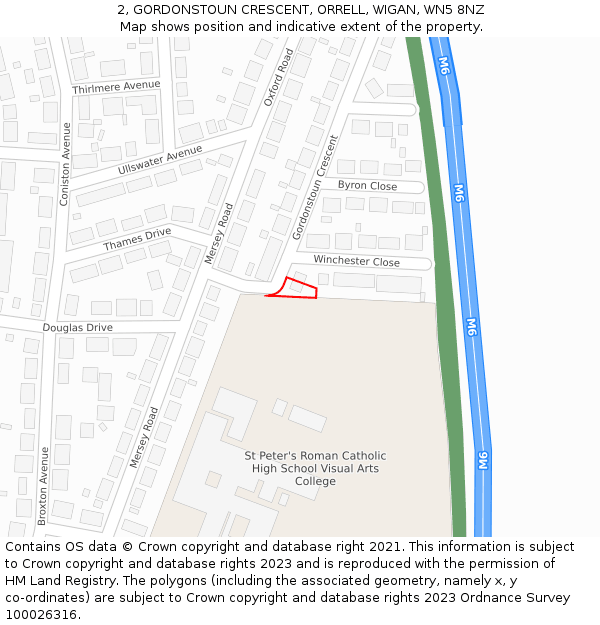 2, GORDONSTOUN CRESCENT, ORRELL, WIGAN, WN5 8NZ: Location map and indicative extent of plot
