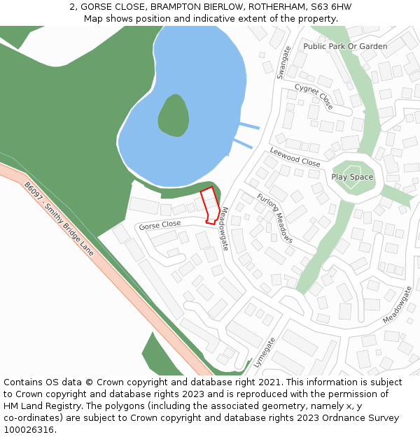 2, GORSE CLOSE, BRAMPTON BIERLOW, ROTHERHAM, S63 6HW: Location map and indicative extent of plot