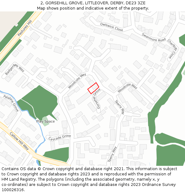 2, GORSEHILL GROVE, LITTLEOVER, DERBY, DE23 3ZE: Location map and indicative extent of plot
