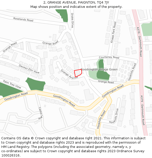 2, GRANGE AVENUE, PAIGNTON, TQ4 7JY: Location map and indicative extent of plot