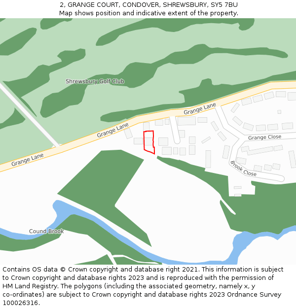 2, GRANGE COURT, CONDOVER, SHREWSBURY, SY5 7BU: Location map and indicative extent of plot