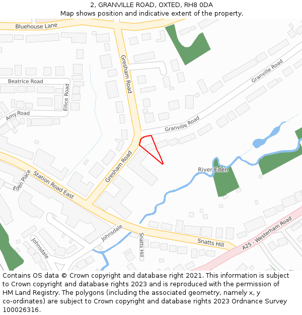 2, GRANVILLE ROAD, OXTED, RH8 0DA: Location map and indicative extent of plot