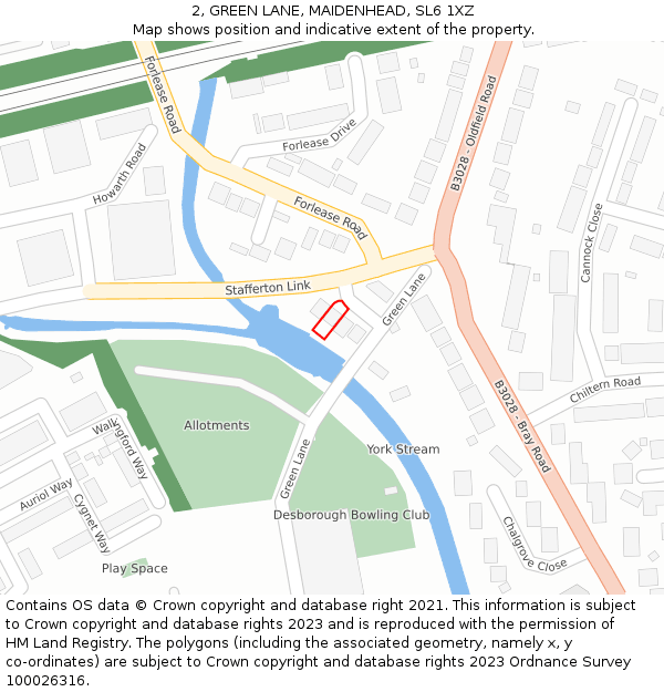 2, GREEN LANE, MAIDENHEAD, SL6 1XZ: Location map and indicative extent of plot