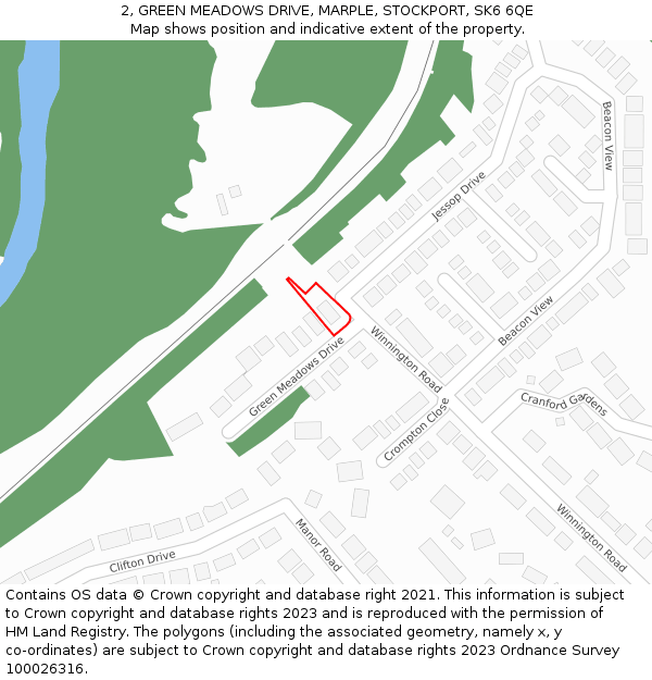2, GREEN MEADOWS DRIVE, MARPLE, STOCKPORT, SK6 6QE: Location map and indicative extent of plot