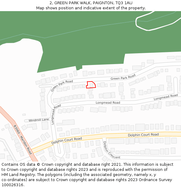 2, GREEN PARK WALK, PAIGNTON, TQ3 1AU: Location map and indicative extent of plot