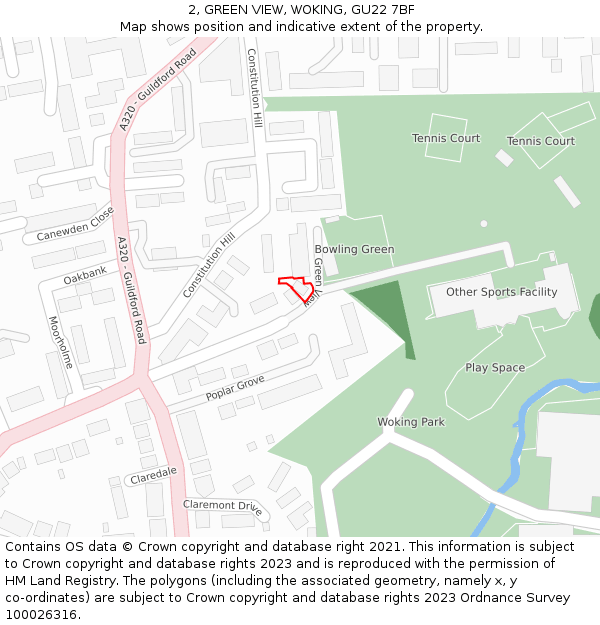 2, GREEN VIEW, WOKING, GU22 7BF: Location map and indicative extent of plot