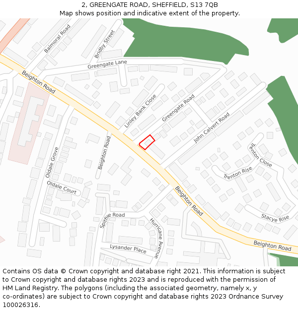 2, GREENGATE ROAD, SHEFFIELD, S13 7QB: Location map and indicative extent of plot