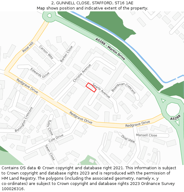 2, GUNNELL CLOSE, STAFFORD, ST16 1AE: Location map and indicative extent of plot