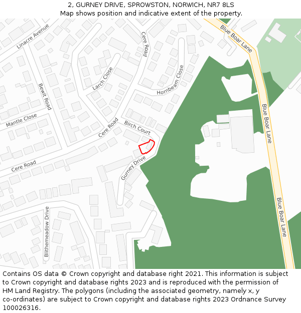 2, GURNEY DRIVE, SPROWSTON, NORWICH, NR7 8LS: Location map and indicative extent of plot