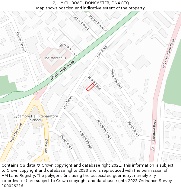 2, HAIGH ROAD, DONCASTER, DN4 8EQ: Location map and indicative extent of plot