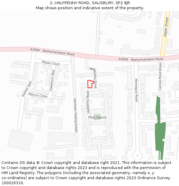 2, HALFPENNY ROAD, SALISBURY, SP2 8JR: Location map and indicative extent of plot
