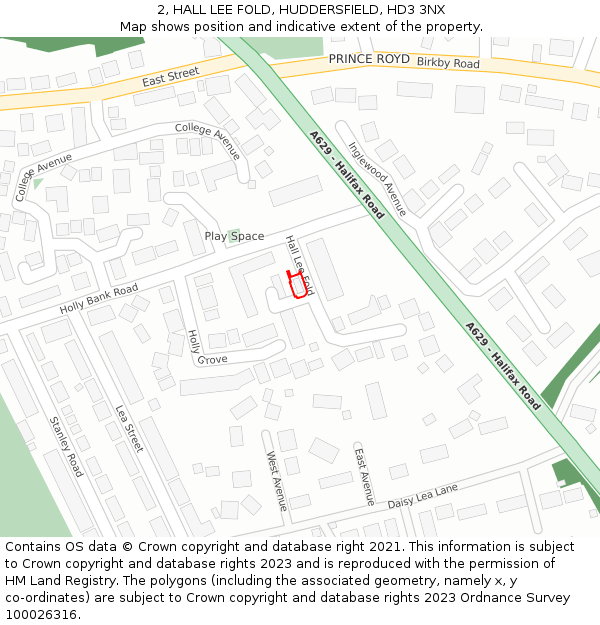 2, HALL LEE FOLD, HUDDERSFIELD, HD3 3NX: Location map and indicative extent of plot