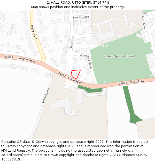 2, HALL ROAD, UTTOXETER, ST14 7PN: Location map and indicative extent of plot