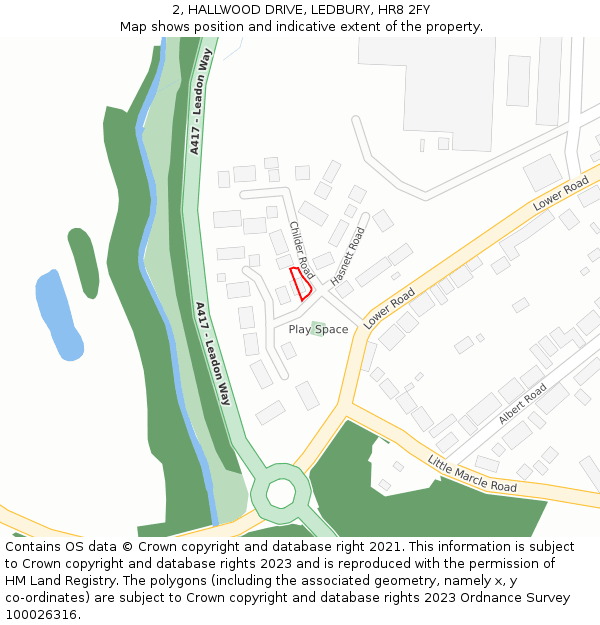 2, HALLWOOD DRIVE, LEDBURY, HR8 2FY: Location map and indicative extent of plot