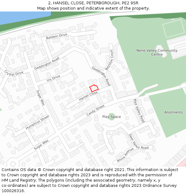 2, HANSEL CLOSE, PETERBOROUGH, PE2 9SR: Location map and indicative extent of plot