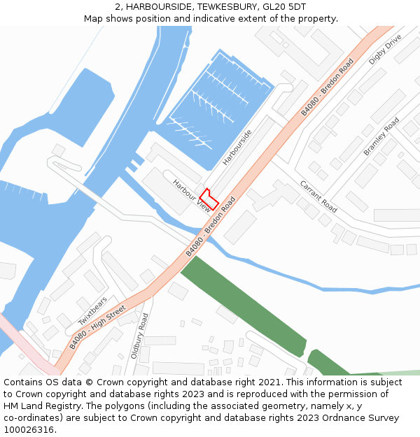 2, HARBOURSIDE, TEWKESBURY, GL20 5DT: Location map and indicative extent of plot