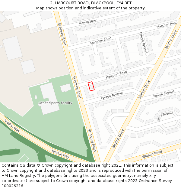 2, HARCOURT ROAD, BLACKPOOL, FY4 3ET: Location map and indicative extent of plot