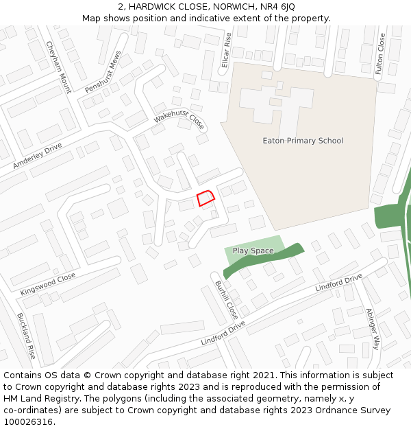 2, HARDWICK CLOSE, NORWICH, NR4 6JQ: Location map and indicative extent of plot
