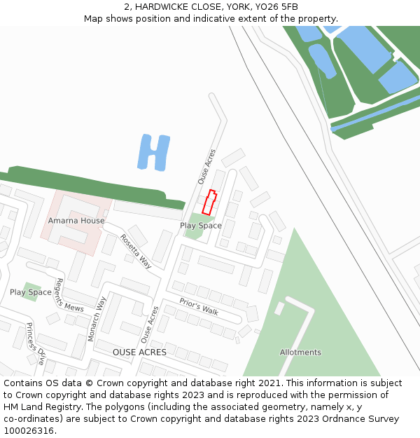 2, HARDWICKE CLOSE, YORK, YO26 5FB: Location map and indicative extent of plot