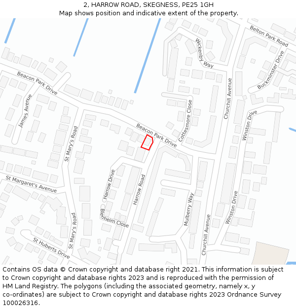 2, HARROW ROAD, SKEGNESS, PE25 1GH: Location map and indicative extent of plot