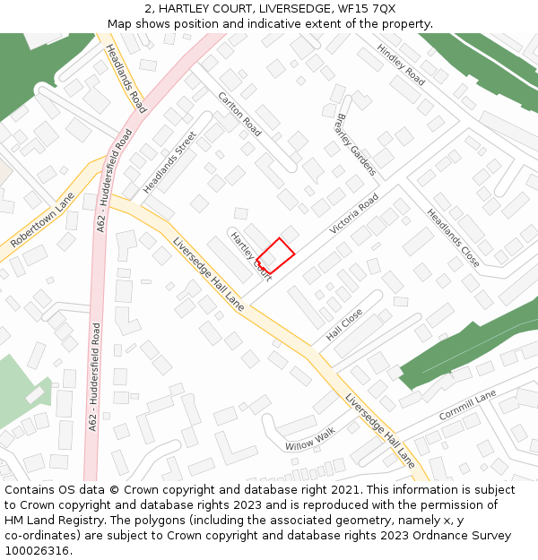 2, HARTLEY COURT, LIVERSEDGE, WF15 7QX: Location map and indicative extent of plot