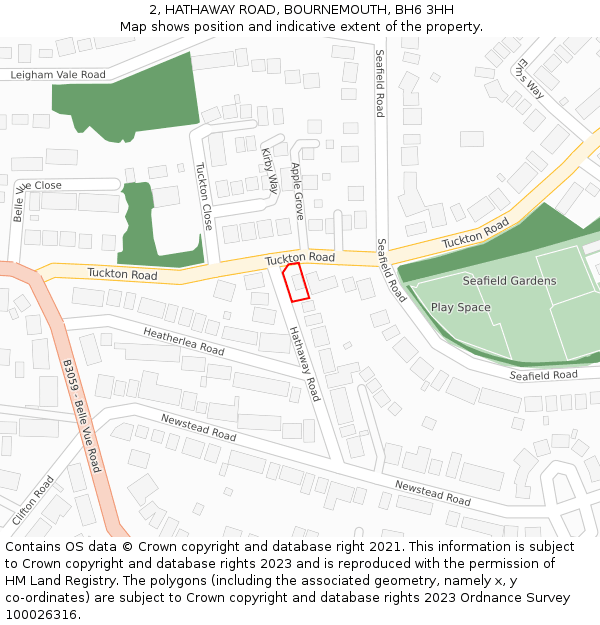 2, HATHAWAY ROAD, BOURNEMOUTH, BH6 3HH: Location map and indicative extent of plot