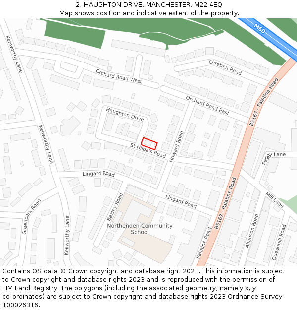 2, HAUGHTON DRIVE, MANCHESTER, M22 4EQ: Location map and indicative extent of plot