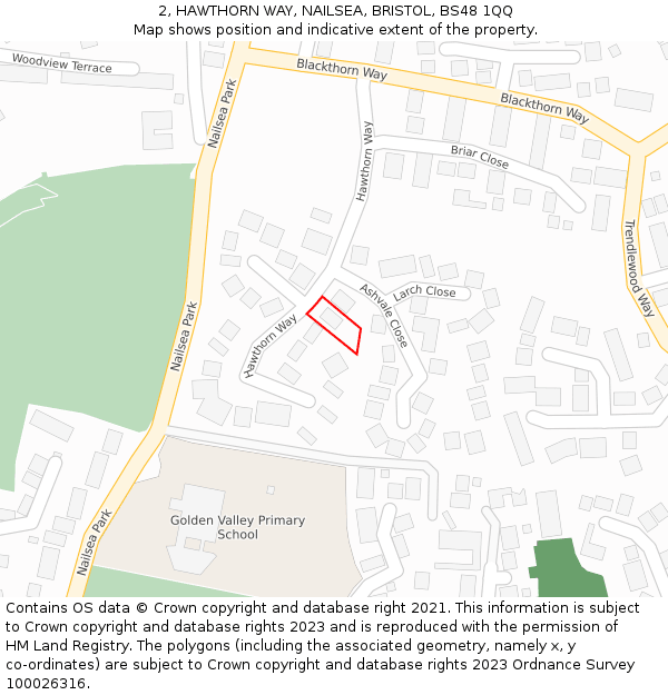 2, HAWTHORN WAY, NAILSEA, BRISTOL, BS48 1QQ: Location map and indicative extent of plot