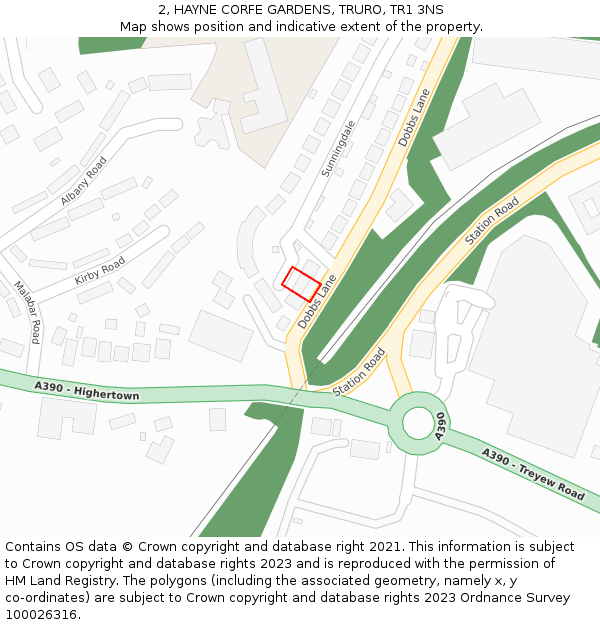 2, HAYNE CORFE GARDENS, TRURO, TR1 3NS: Location map and indicative extent of plot