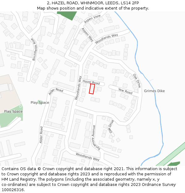 2, HAZEL ROAD, WHINMOOR, LEEDS, LS14 2FP: Location map and indicative extent of plot